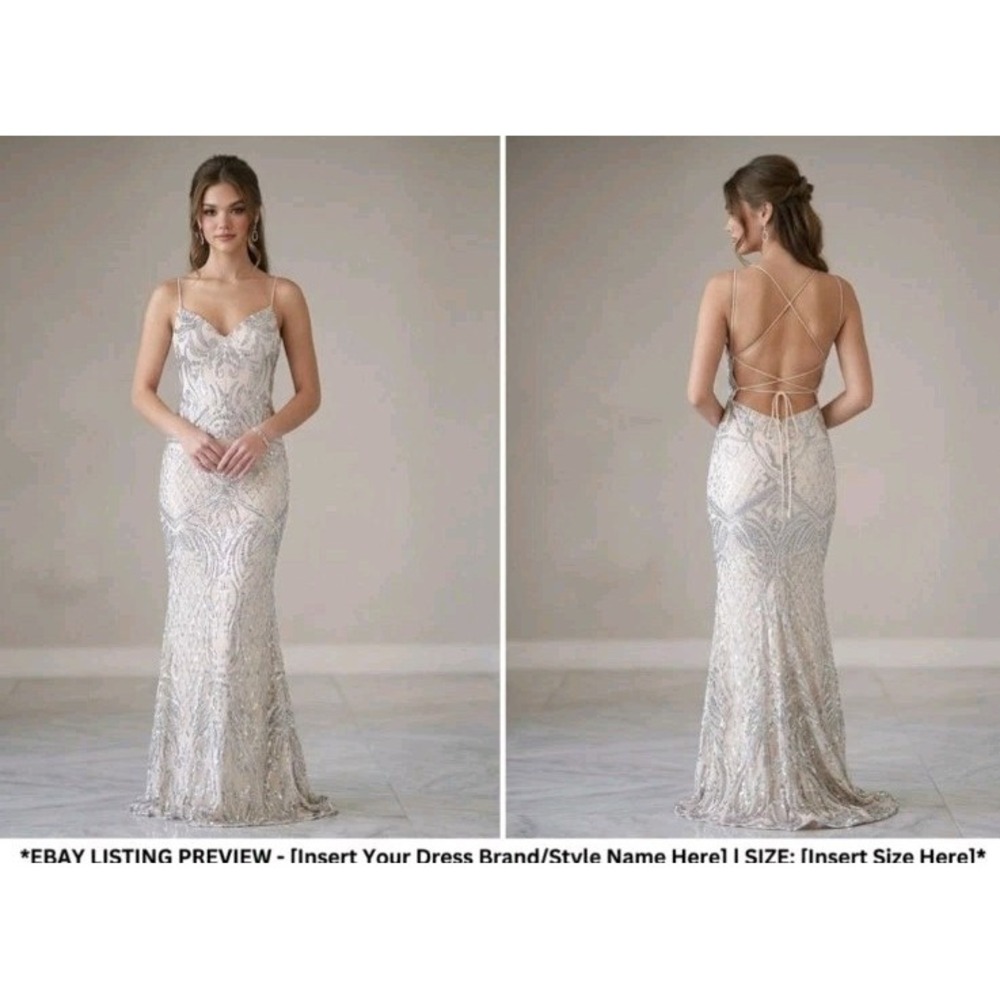Windsor Lila Sequin Mermaid Gown Dress Cream Silver Size M, Homecoming, Cocktail